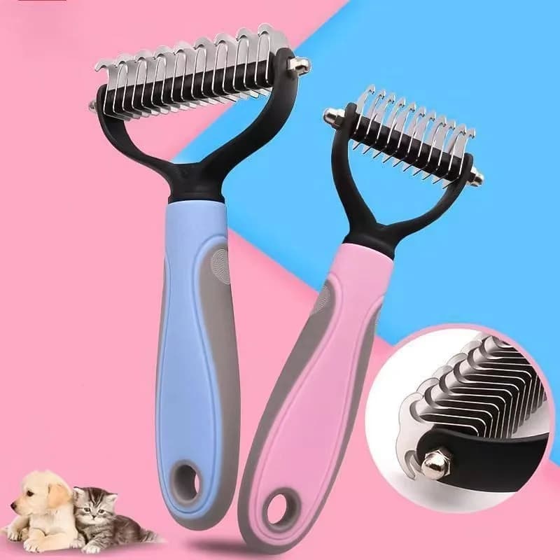 Stainless Steel Double-Sided Pet Grooming Brush - Hair Removal Comb Tangle-Removing Dog & Cat Hair Brush Essential Cat Grooming - 2