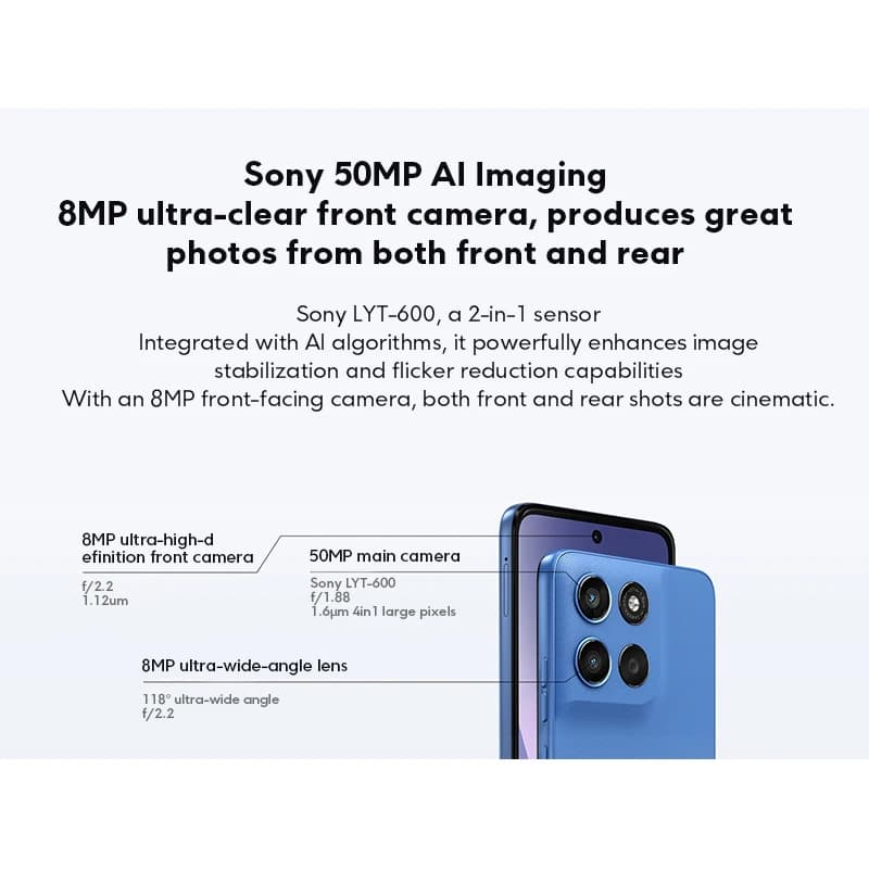 هاتف Motorola Moto G100 Pro الذكي بذاكرة عالمية 6.7 بوصة وشاشة pOLED بدقة 1.5K ومعدل تحديث 120 هرتز وشريحة Dimensity 7300 وبطارية 6720 مللي أمبير في الساعة وكاميرا 50 ميجابكسل بتقنية الذكاء الاصطناعي - 6