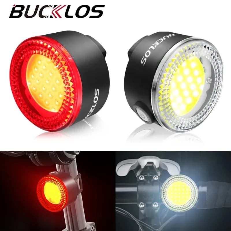 ضوء دراجة BUCKLOS COB أمامي وخلفي أضواء دراجة LED قابلة لإعادة الشحن مصباح دراجة جبلية وطريق MTB ضوء خلفي كشاف دراجة