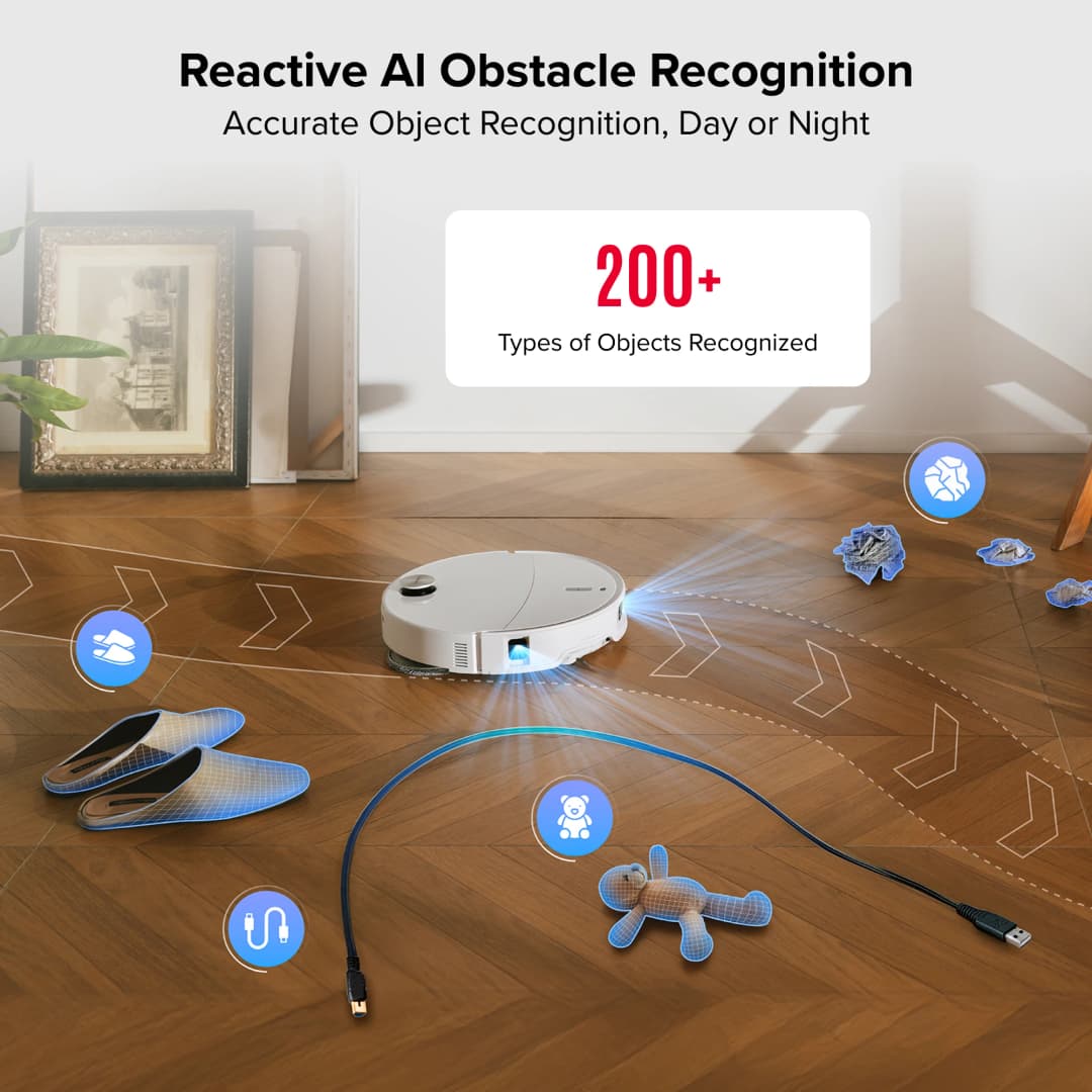 روبوروك Qrevo Curv 2 Pro مكنسة كهربائية روبوتية وممسحة شفط 25000 بسكال نظام مزدوج مضاد للتشابك ذكي نحيف للغاية 3.14 بوصة - 6