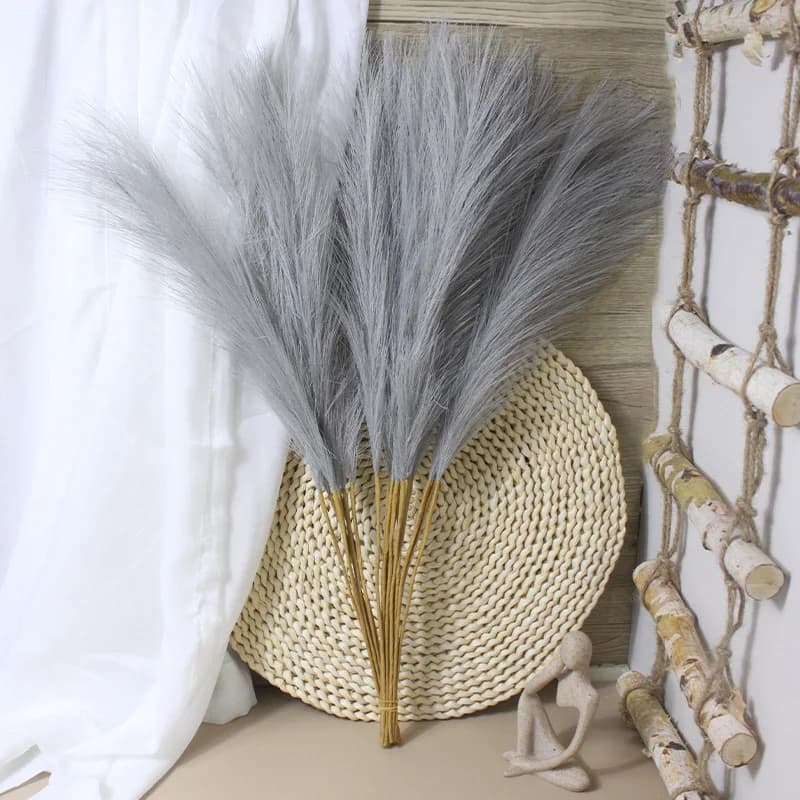 55CM 10PCS Fluffy Pampas Grass Boho Decor Flower Fake Plant Reed Simulated Wedding Party Home Decoration Artificial Flowers - 4