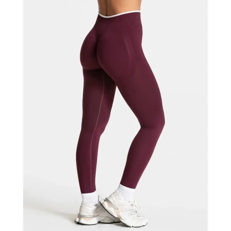 New Women's Color Blocking Yoga Leggings Seamless Knited Tights High Waist Hip Liftting Gym Workout White Edge Sports Leggings - 2