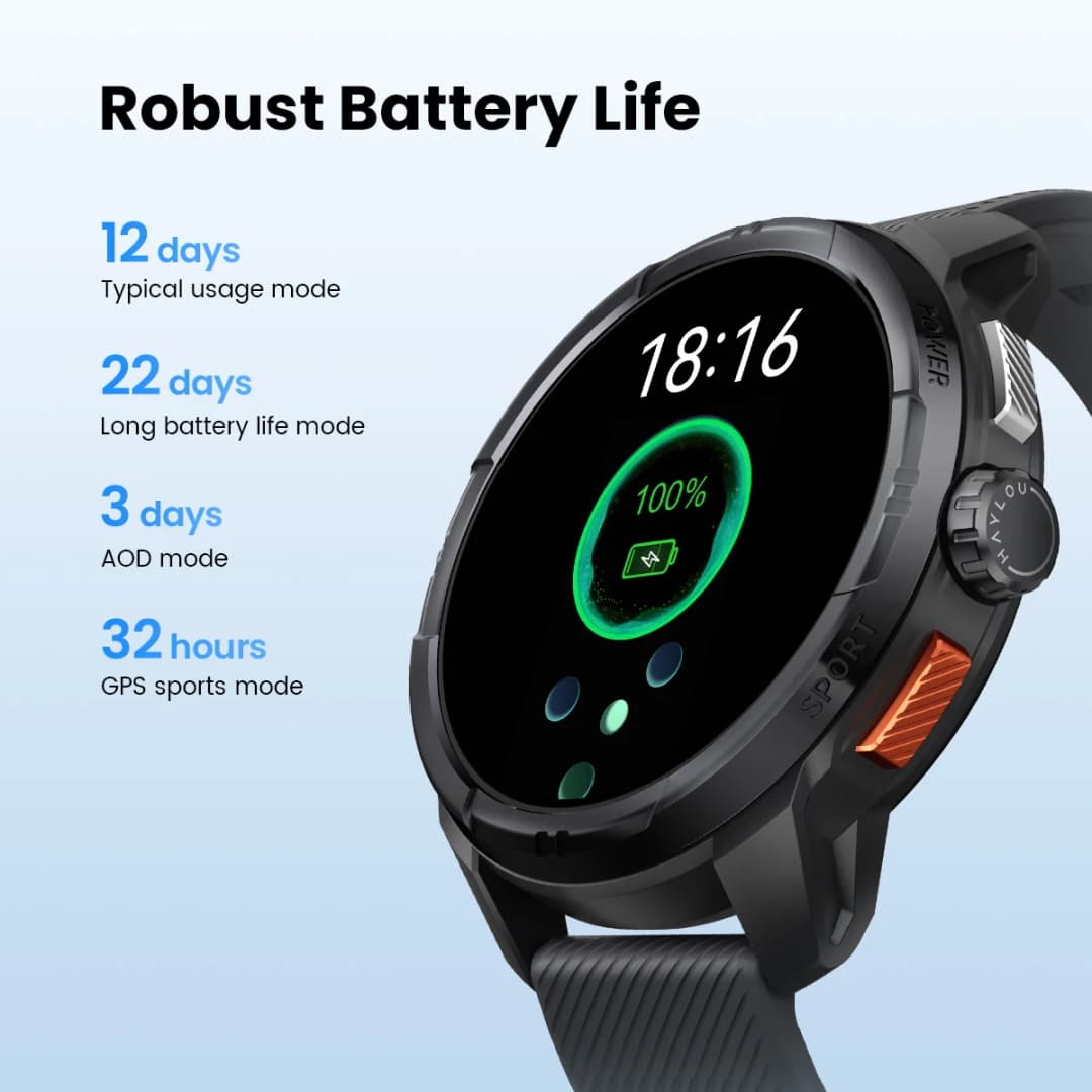 HAYLOU Solar Ultra GPS Smartwatch 1.6” AMOLED Display 5ATM Waterproof Built-in GPS Bluetooth Phone Calls Sports Smart Watch - 6