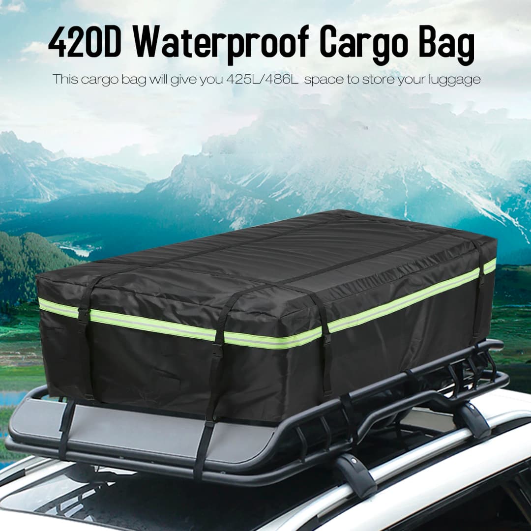 Waterproof Cargo Bag Car Roof Cargo Carrier w/ Night Reflective Strip Universal Luggage Bag Storage Cube Bag for Travel Camping - 3