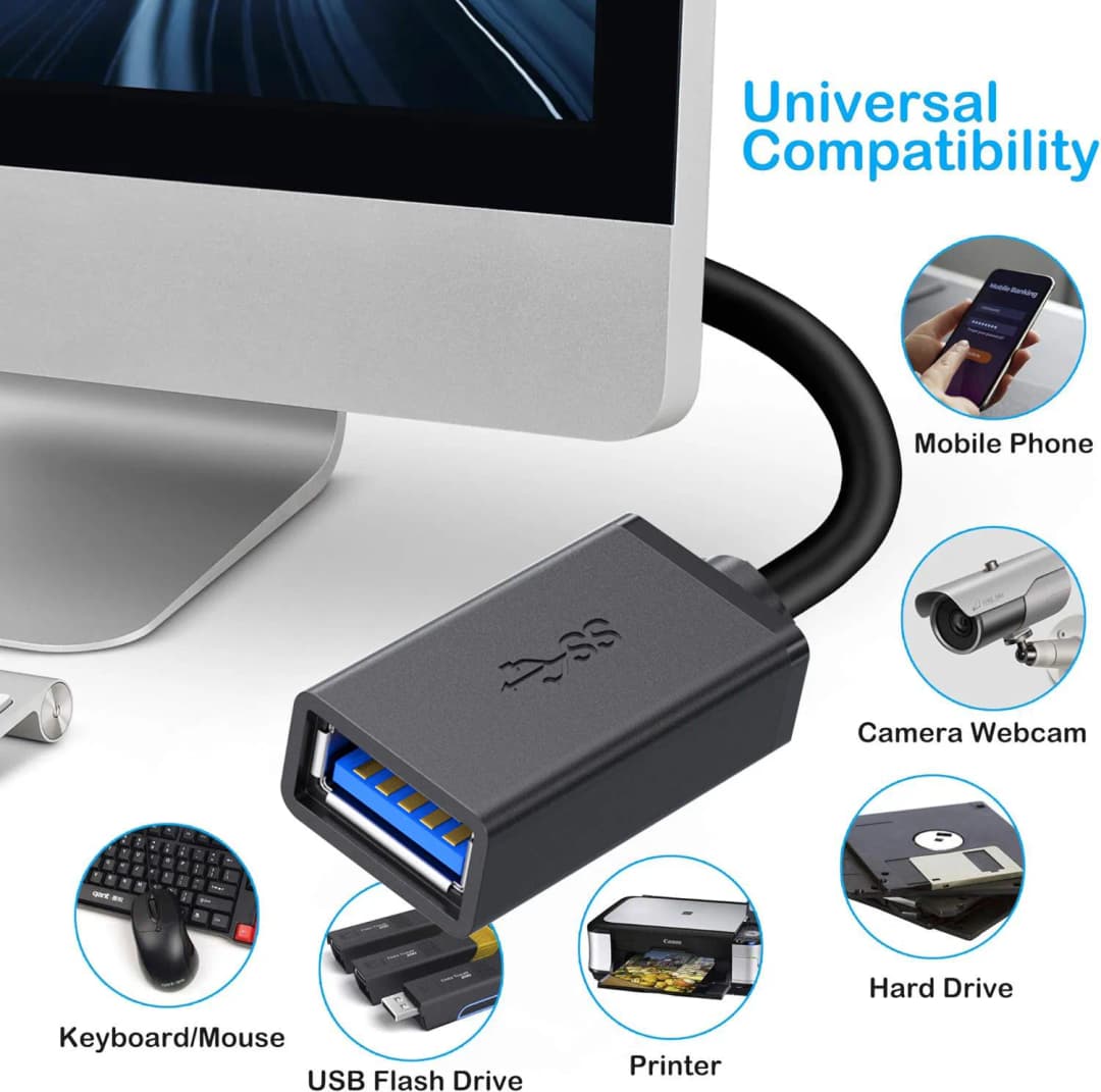 USB 3.0 Extension cable Short Super Speed USB 3.0 cord Extension USB 3.0 A male to A female 0.3M up to 5Gbps for Macs Windows - 3