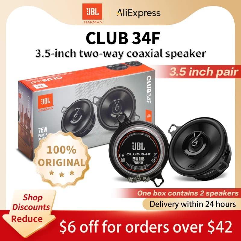 سماعة سيارة JBL مقاس 3.5 بوصة، سماعة محورية، تريبل، مدى متوسط، سب ووفر، سماعة ستيريو أصلية رسمية من JBL مقاس 3.5 بوصة GX328