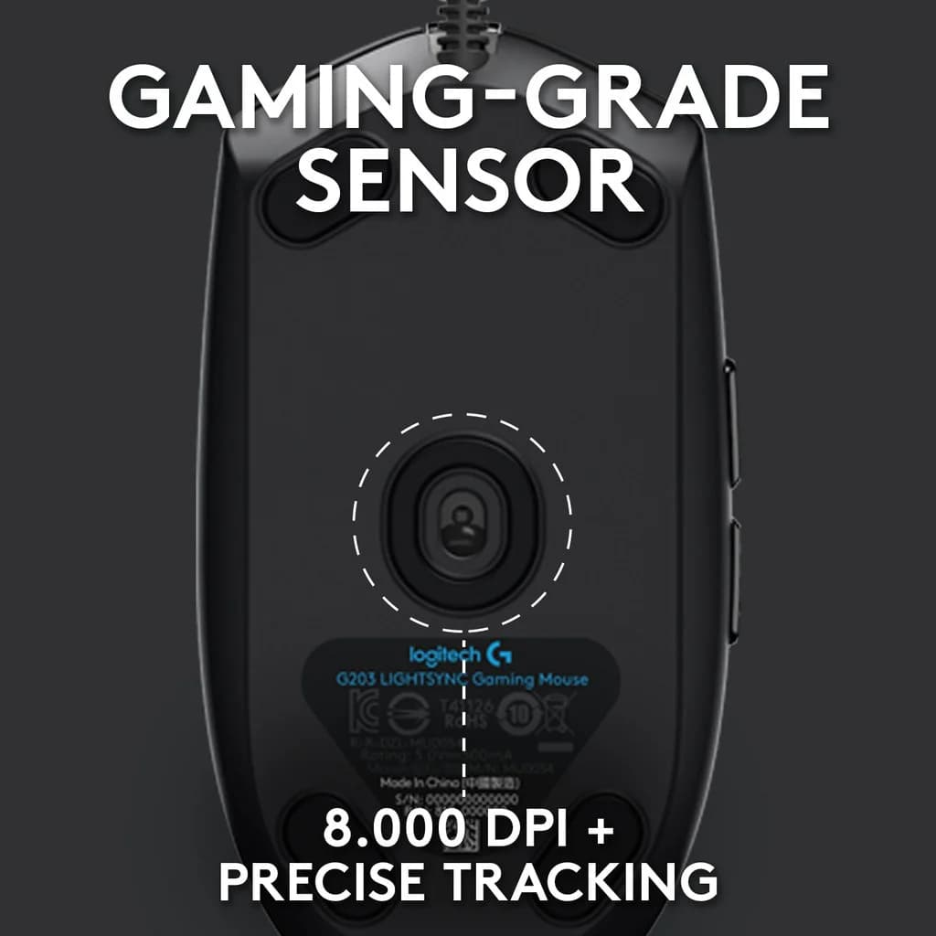 فأرة Logitech G102 بصرية بدقة 8000DPI، إضاءة LED بـ 16.8 مليون لون، 6 أزرار قابلة للتخصيص، ملحقات ألعاب كمبيوتر سلكية - 5