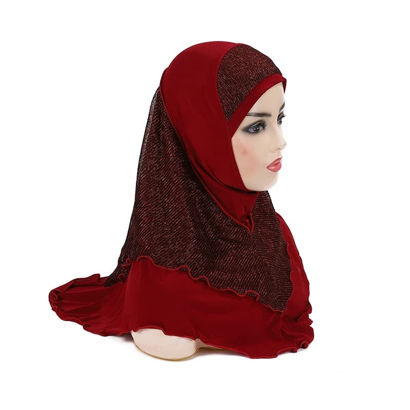 حجاب صلاة للبالغين أو الفتيات الكبيرات مقاس متوسط 70*60 سم، حجاب مسلم، وشاح حجاب إسلامي، قبعة، غطاء رأس أميرة - 3