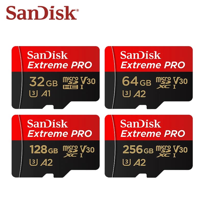 High Speed SanDisk Microsd Memory Card U3 C10 A2 V30 4K Extreme Pro Micro SD Card Up to 200Mb/s Flash TF Card for Phone Camera