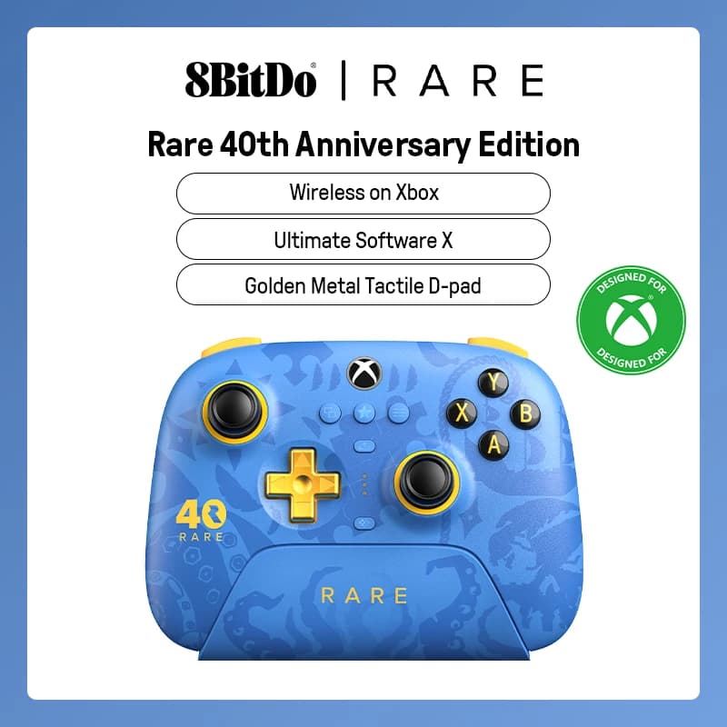 8BitDo وحدة تحكم Ultimate 3-mode لXbox، متوافقة مع Windows، Apple وأندرويد - إصدار الذكرى الأربعين النادر