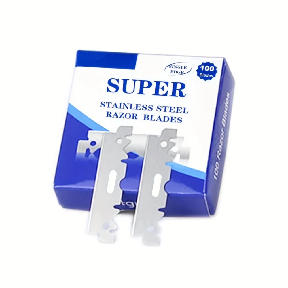 100PCS Single-Sided Razor Blades - Stainless Steel Safety Razors for Men, Barber-Grade Shaving Tools - 5