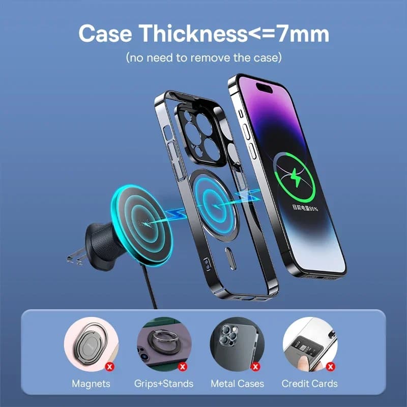 حامل هاتف سيارة شاحن لاسلكي مغناطيسي من Baseus شحن سريع 15W حامل شاحن سيارة لاسلكي لجهاز iPhone 16 15 14 13 حامل سيارة - 3
