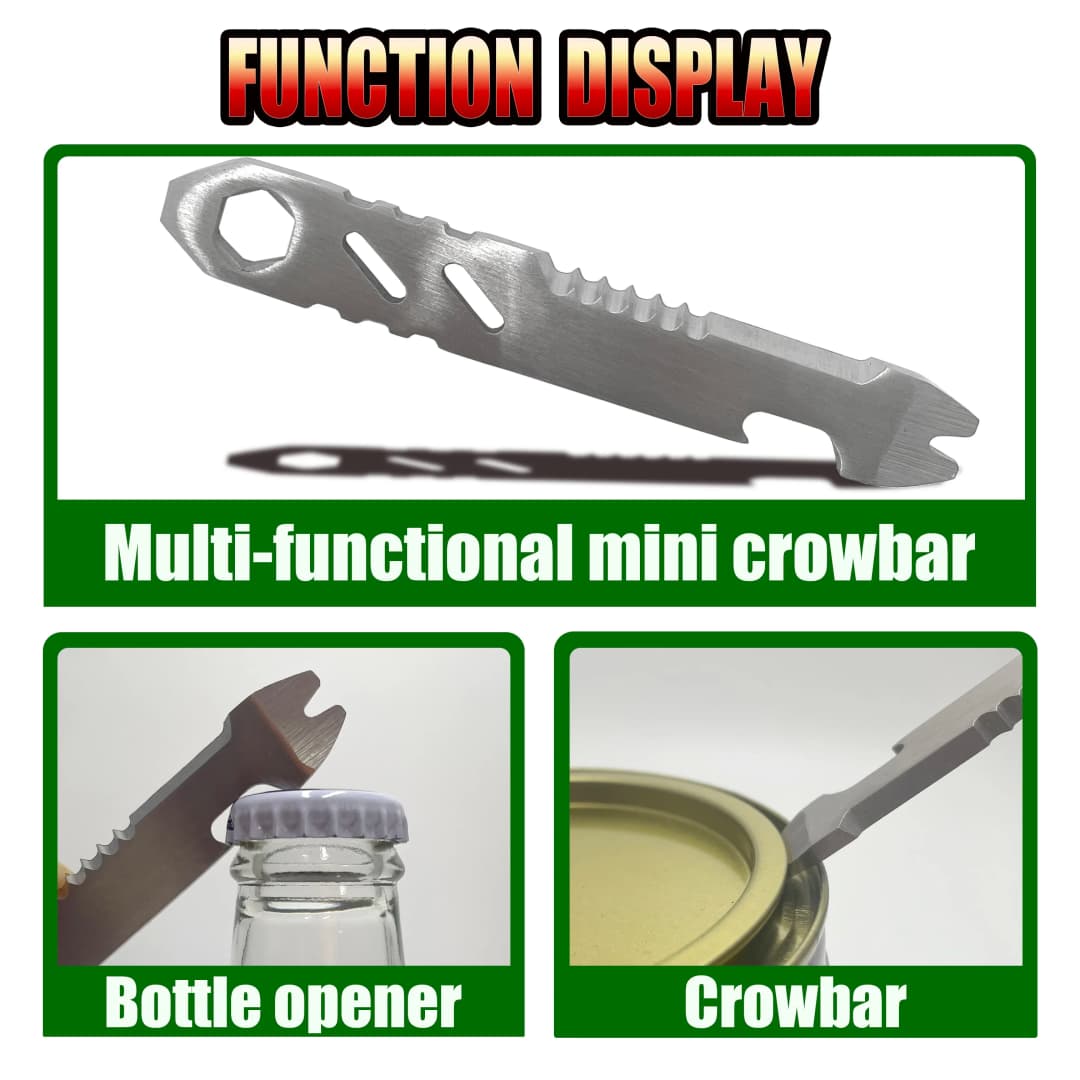 Multi-function Allen wrench, Bottle opener , portable outdoor camping tool, Mini stainless steel crowbar - 2