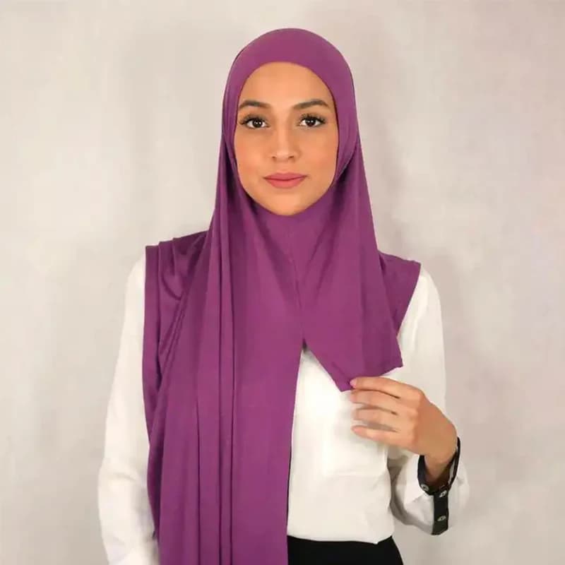 أحدث حجاب فوري من القطن الناعم، لفة مزدوجة، لفافة رأس إسلامية، وشاح حجاب - 4