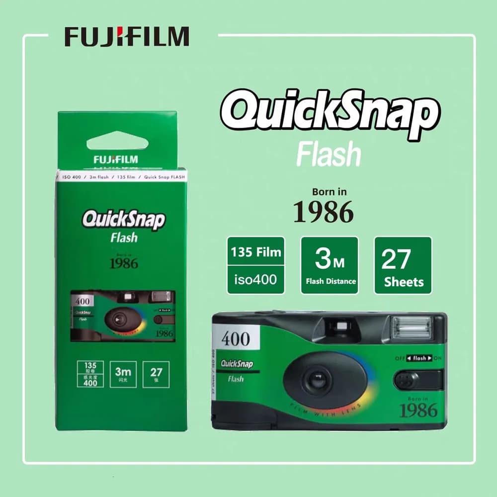 1-5 قطع Fujifilm QuickSnap 1986 /SIMPLE ACE ISO 400 مع فلاش 135، كاميرا أفلام قديمة يمكن التخلص منها مع 27 تعرض للصور
