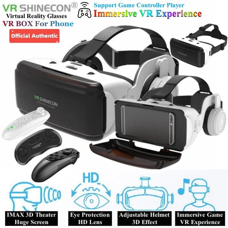 نظارات الواقع الافتراضي VR IMAX شاشة ضخمة نظارات ثلاثية الأبعاد صندوق كرتون جوجل خوذة VR للهاتف 4.5-6.53 بوصة ، عصا التحكم في الألعاب