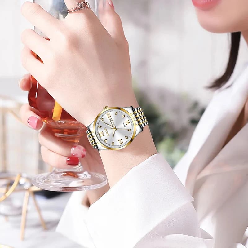 LIGE New Ladies Waterproof Watches Fashion Business Diamond Bracelet Watch For Women Simple Casual Luminous Quartz Chronograph - 5