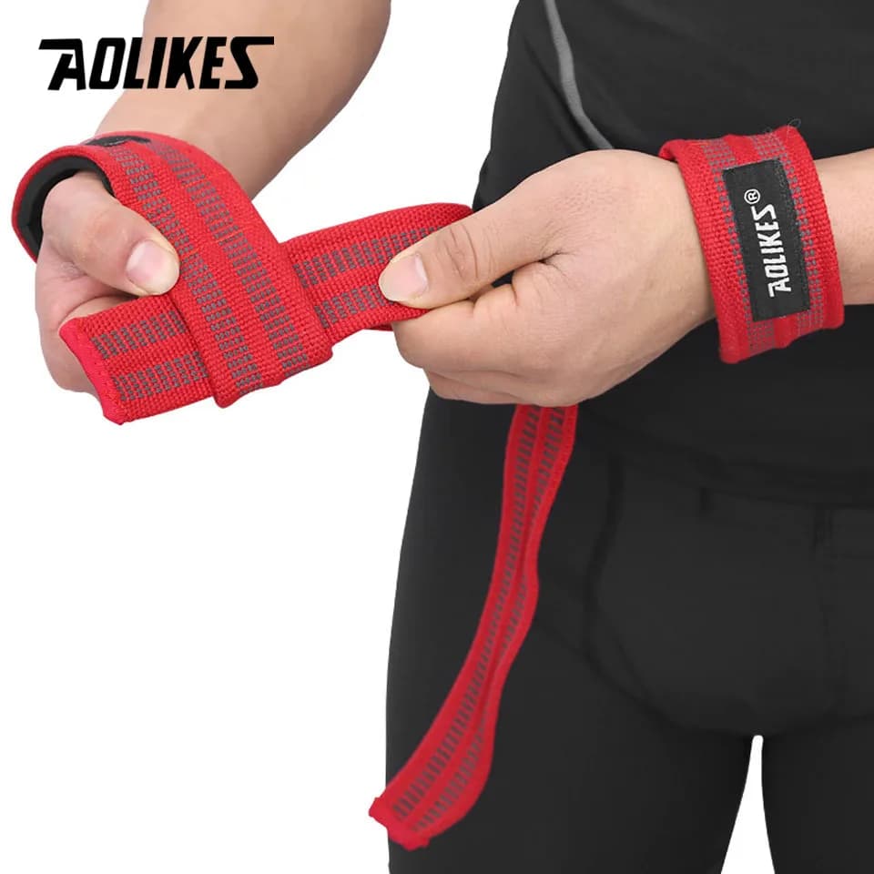 AOLIKES-أشرطة اللياقة البدنية القابلة للتعديل من السيليكون المضادة للانزلاق ، قطن تدريب الدمبلز ، رفع الأثقال ، دعم المعصم ، دعامة ، زوج واحد - 2