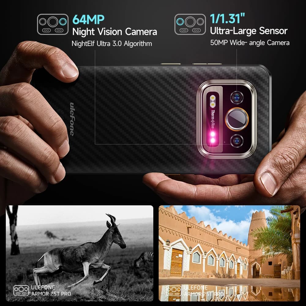 هاتف Ulefone Armor 25T Pro 5G متين بنظام Android 15 شحن لاسلكي 30 واط 50 ميجابكسل + 64 ميجابكسل ليلي NFC هاتف ذكي مقاوم للماء - 4