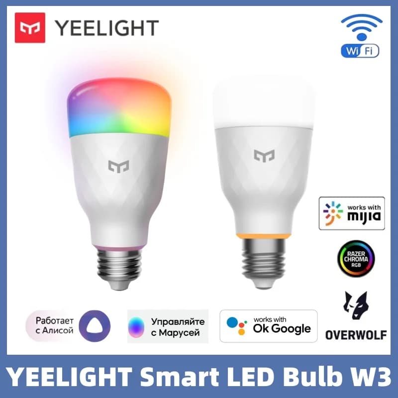 إصدار عالمي من مصباح LED ذكي من Yeelight W3، E26، اتصال WiFi، قابل للتعتيم، تحكم صوتي، متوافق مع Mijia وGoogle Home