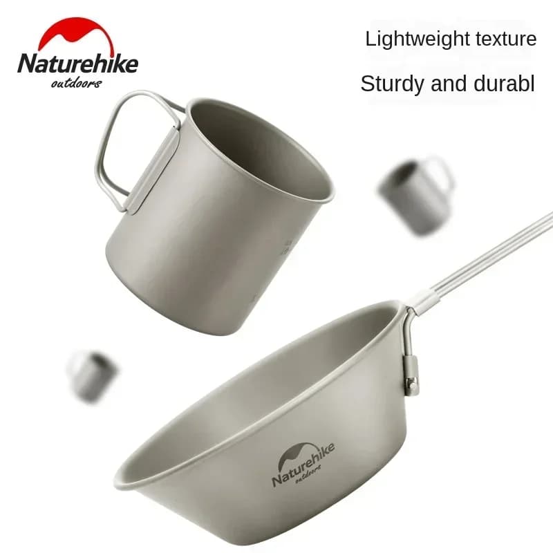 كوب تيتانيوم Naturehike للتخييم وأدوات المائدة للنزهات، أواني طبخ للسفر والمطبخ الخارجي - 3