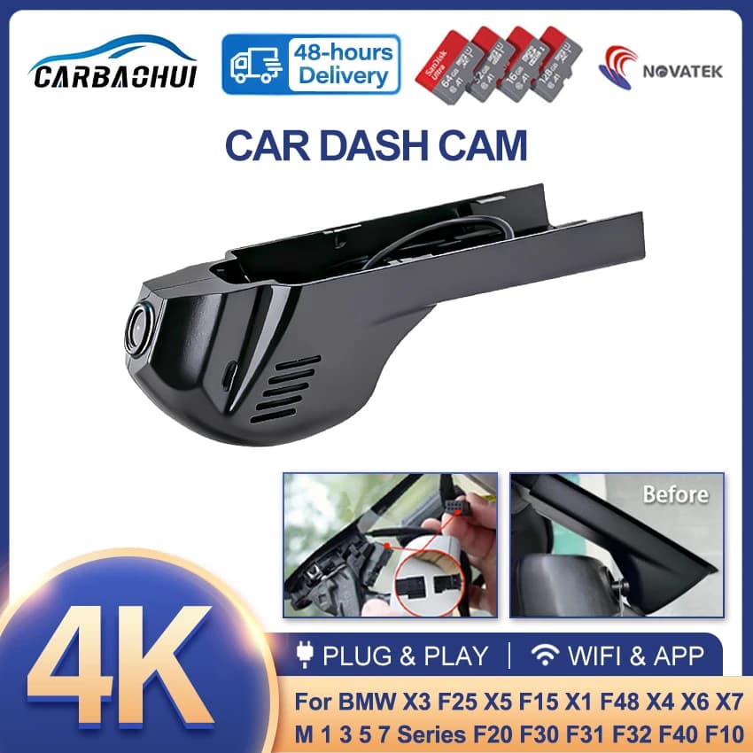 كاميرا سيارة جديدة 4K 2160P DVR كاميرا لوحة قيادة لسيارات BMW X3 F25 X5 F15 X1 F48 X4 X6 X7 M 1 3 5 7 Series F20 F30 F31 F32 F36 F45 F07