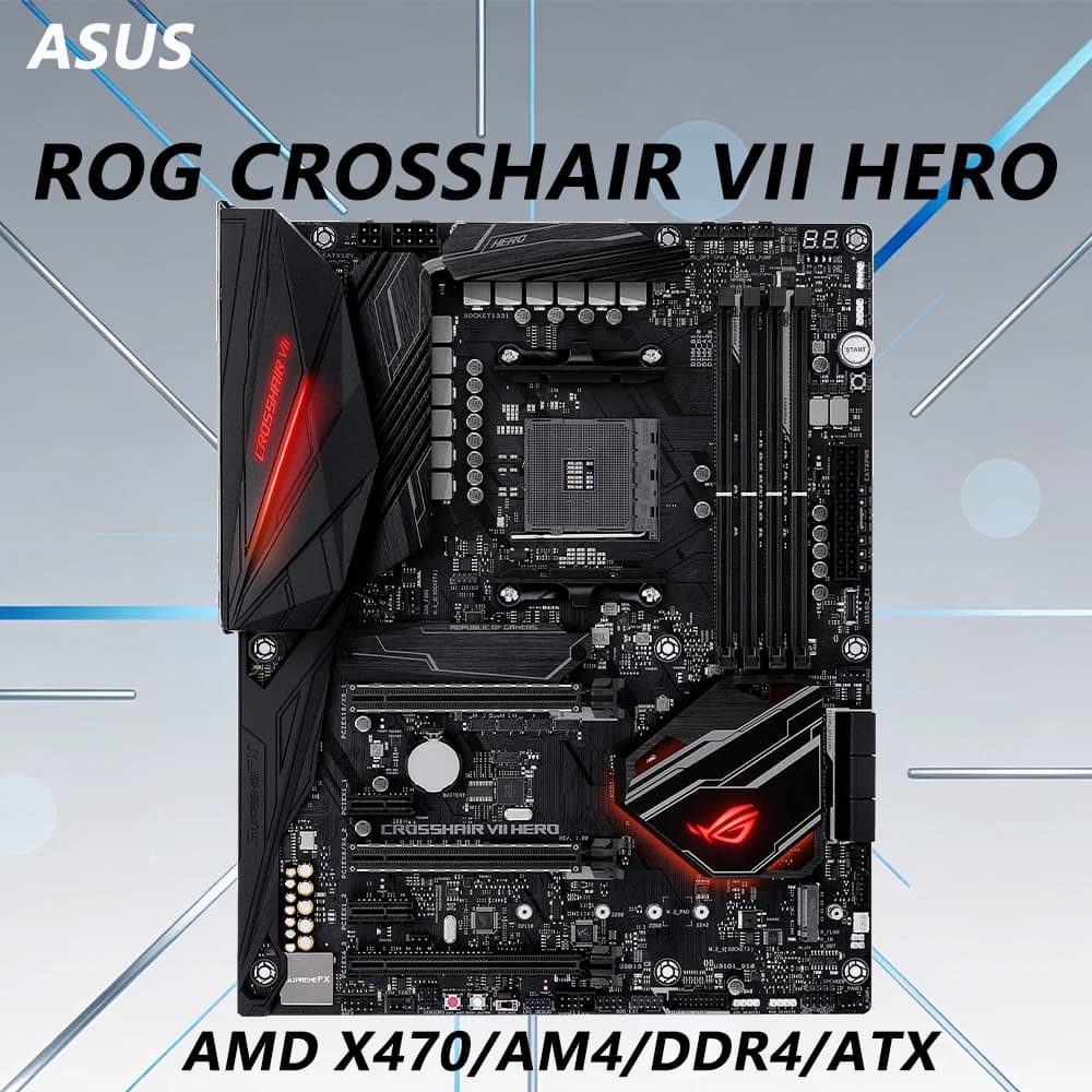 AMD X470 AM4 Motherboard ASUS ROG CROSSHAIR VII HERO Placa Mãe CPU For Ryzen 7 5800X3D 9 5950X 7 5700X 5 5600X 5 5600 DDR4 ATX