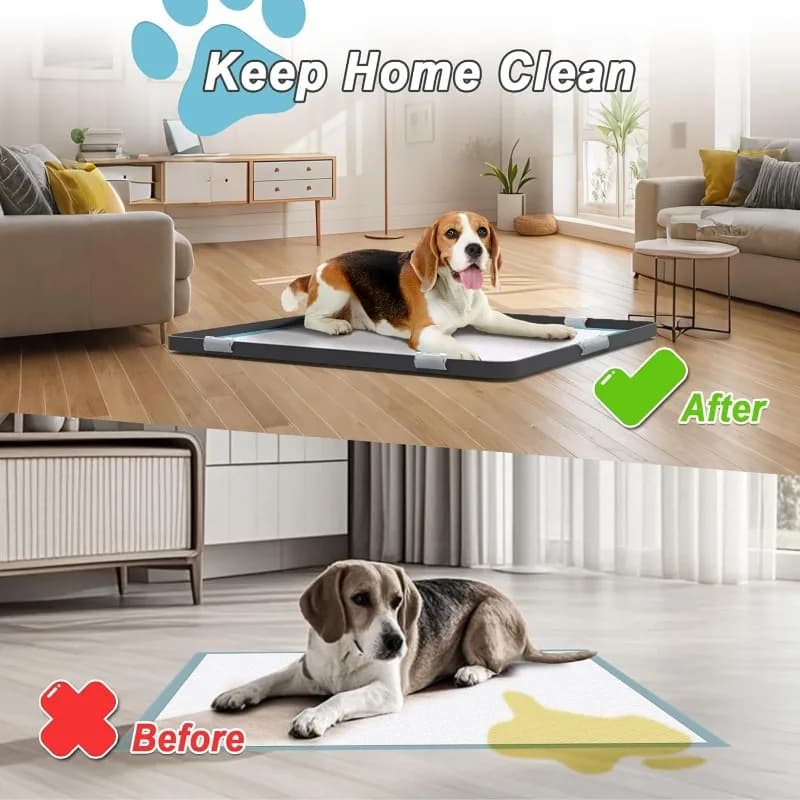 Dog Potty Pad Holder with Raised Edges and Leak-Proof Design - No-Spill Training Pads for Puppies to Safely Protect Floors - 3
