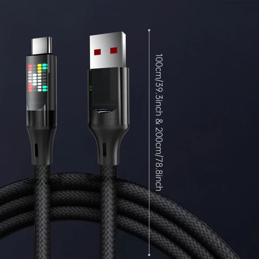 OOZCC 120 واط نوع C كابل شحن سريع 6A USBA إلى نوع C سلك بيانات النايلون لشاومي سامسونج مع شاشة Led كابل USB C - 2
