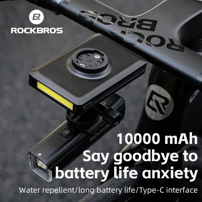 ROCKBROS Bike Powerbank Light 5000mAh 10000mAh Type-C Lightning MicroUSB Cycling Lamp Front Light Handlebar Bicycle Headlights
