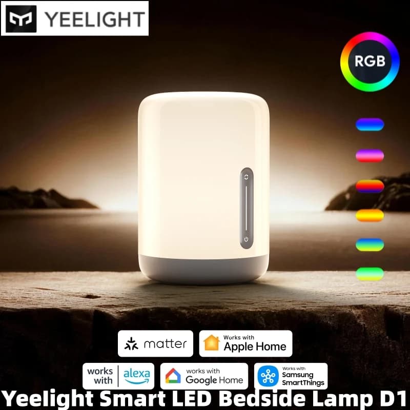 مصباح Yeelight الذكي LED بجانب السرير D1 ألوان RGB قابلة للتعديل اتصال بلوتوث تحكم باللمس متوافق مع تطبيق Apple Home و Google