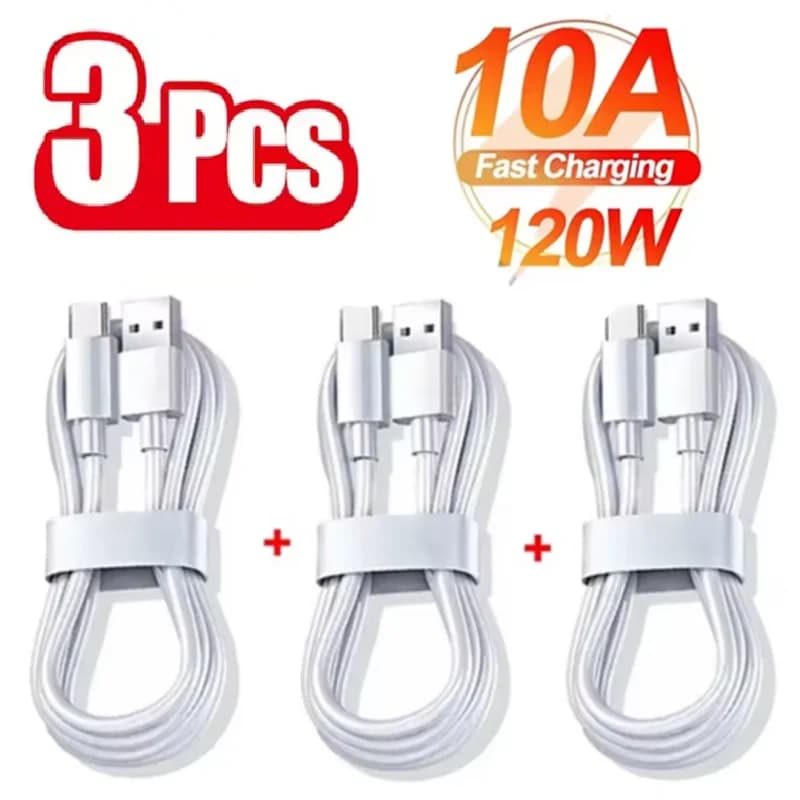 3 قطعة 100 واط 6A كابل شاحن فائق السرعة سريع USB نوع C شحن سلك البيانات شاحن سريع Cabletype c شاحن شحن سريع