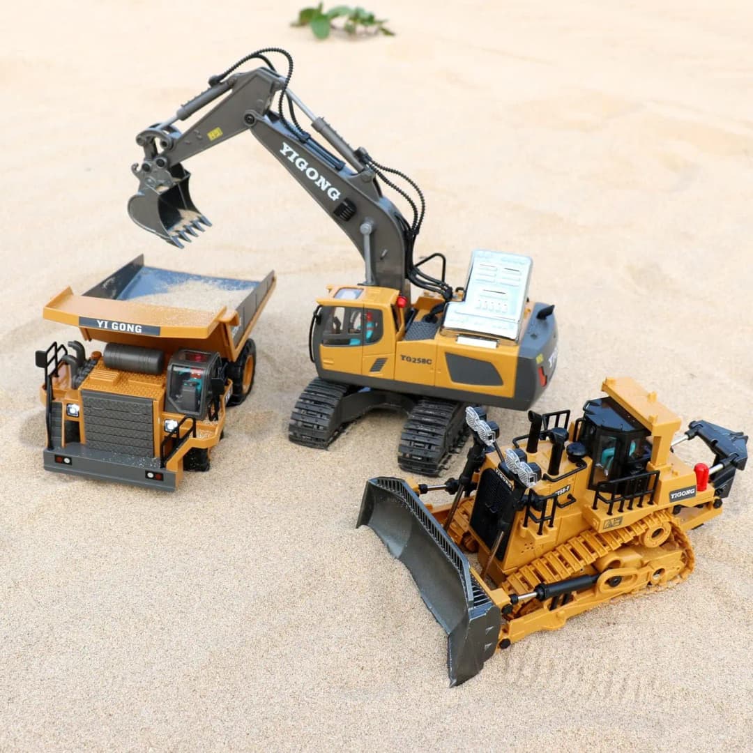 Remote Control Excavator Bulldozer Toy for Kid 2.4Ghz RC Construction Vehicle Truck Toy with Alloy Metal Cap Light&Sound Boy Toy - 5