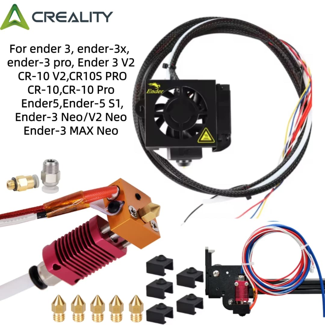 مجموعة رأس التسخين المجمعة بالكامل الأصلية من Creality لـ Ender 3، رأس تسخين مجمع بالكامل مع غطاء معدني لـ Ender 3 / Ender 3S/ Ender 3 Pro