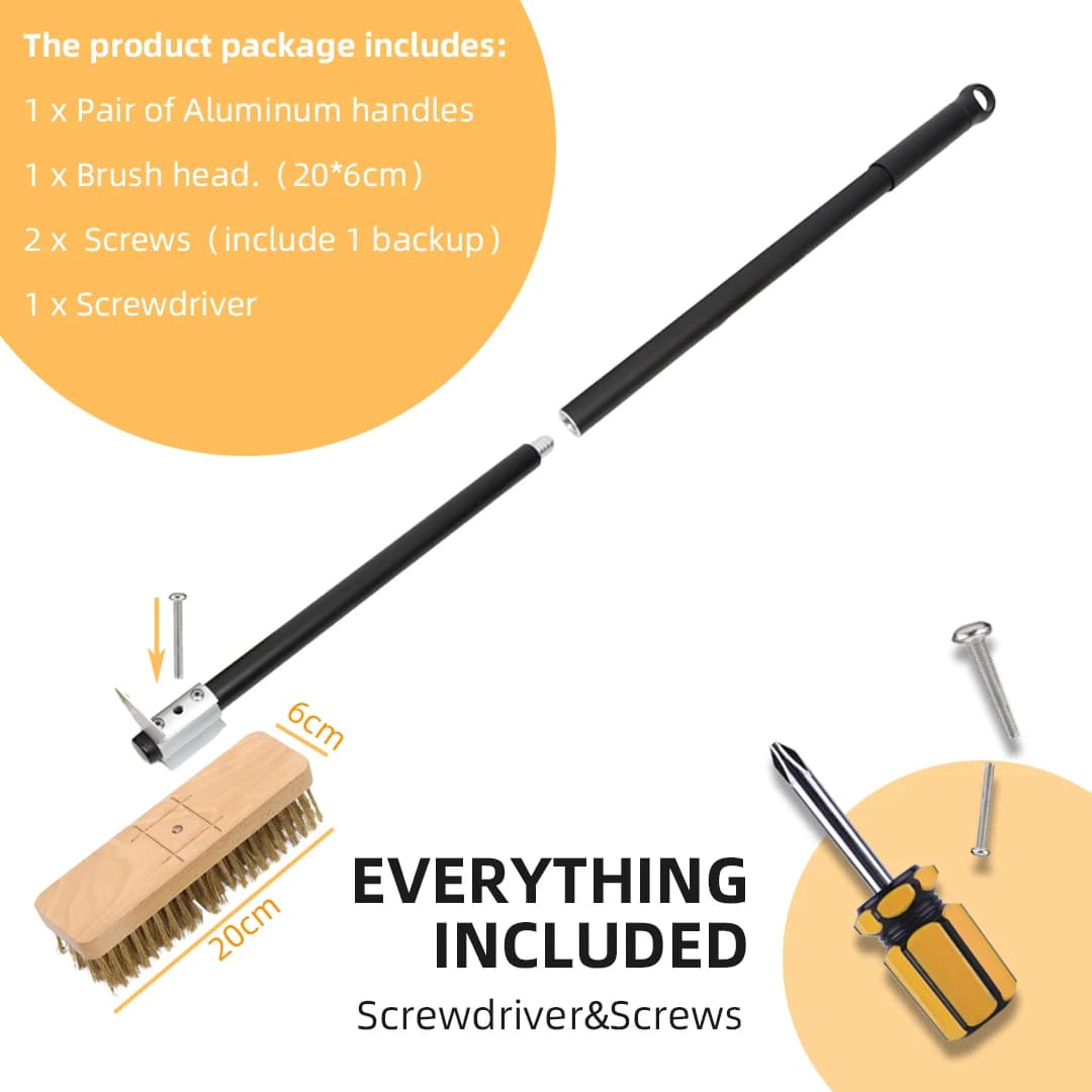 Pizza Oven Brush Copper Stove Brush Bristle Brass Wood Long Handle Grill Cleaning Oven Brush for Small Oven Kitchen Tool - 2