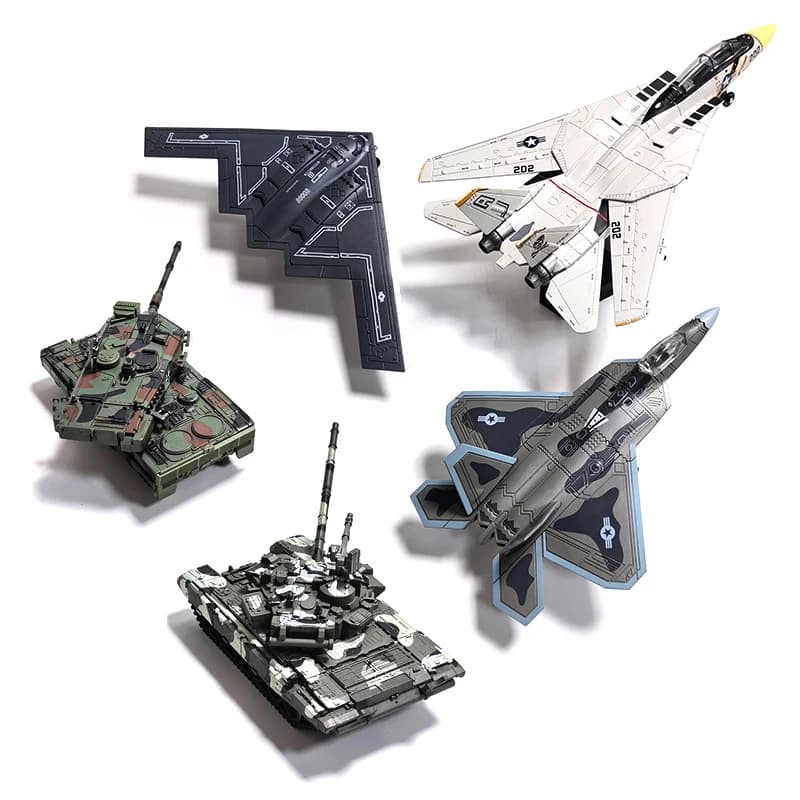 مجموعة مكعبات بناء عسكرية إبداعية: مقاتلات F-22 وF-14، دبابات ليوبارد 2A7 وM1A2 وT-90، هدية مثالية للأولاد