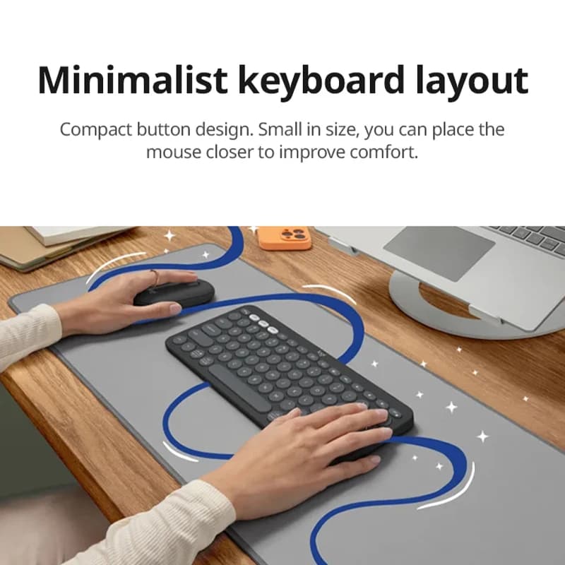 لوحة مفاتيح لاسلكية رقيقة وصامتة Logitech Pebble Keys 2 K390، بلوتوث متعدد الأجهزة، متوافقة مع الكمبيوتر واللاب توب والآيباد والماك والهاتف - 4