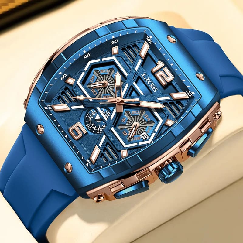 LIGE New Strong Luminous Watch For Men Fashion Military Square Watch Men Sport Chronograph Waterproof Watches Reloj Hombre+BOX - 6