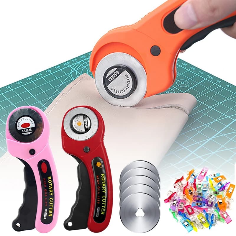 45 مللي متر الروتاري القاطع مجموعة الجلود الحرفية أداة القطع مع مقبض مريح DIY بها بنفسك النسيج خليط الخياطة اللحف صياغة