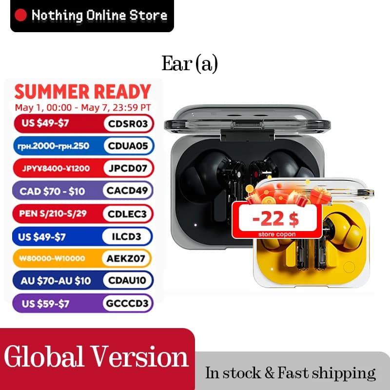 Nothing Ear (a) 45 dB active noise cancellation  Powerful dynamic 11 mm driver