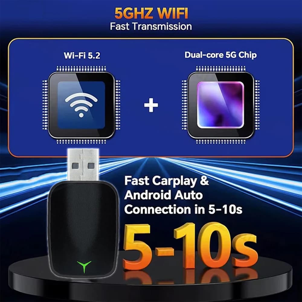 محول جديد من Wired To Wireless Carplay Android 2 في 1 تلقائي جهاز سيارة ذكي صندوق تشغيل فوري 5Ghz واي فاي اتصال سريع - 5