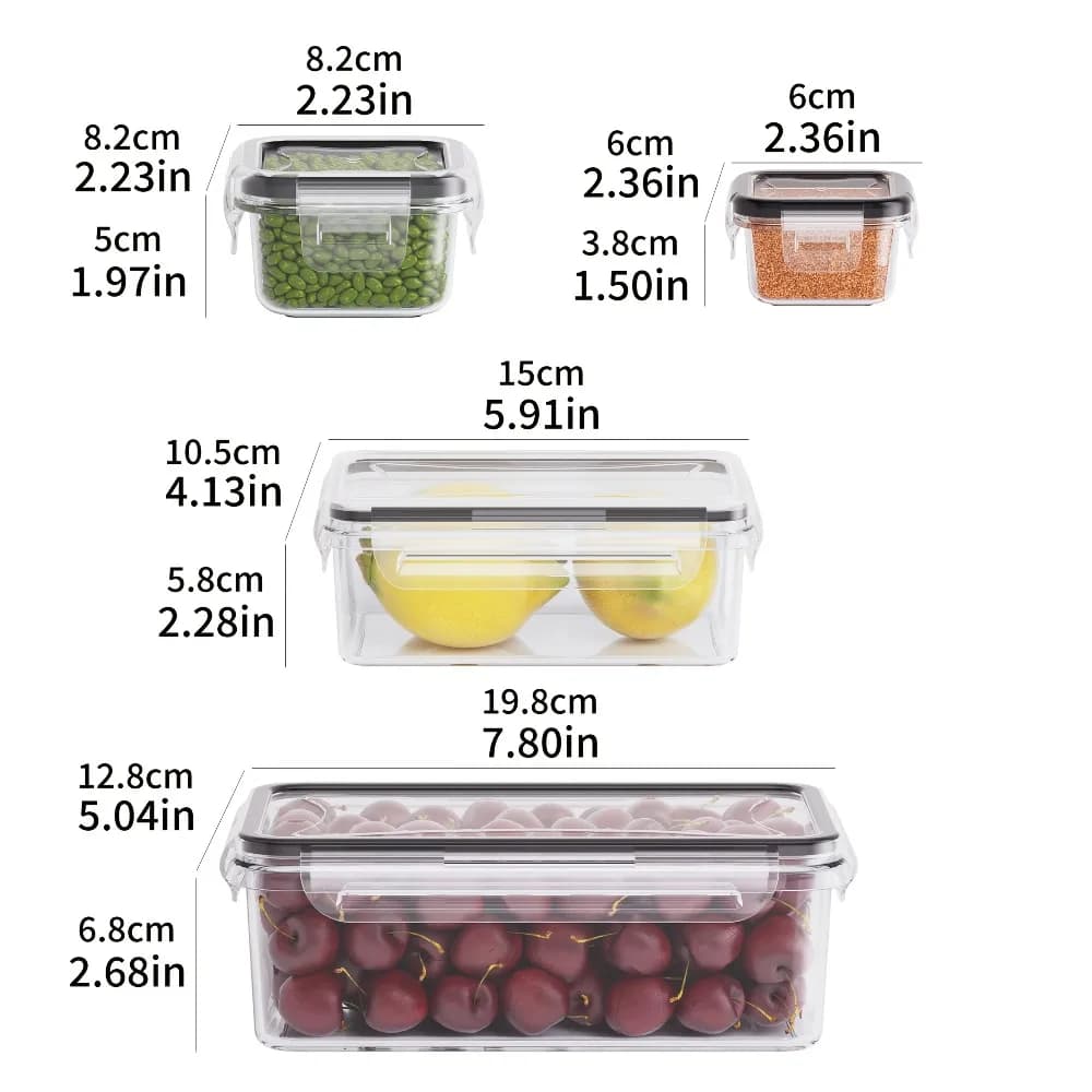 8 قطع حاويات طعام محكمة الغلق خالية من BPA مع أغطية قابلة للقفل - آمنة للميكروويف/الفريزر تخزين بلاستيك PP للسلع الجافة/الفواكه/الخضروات - 3