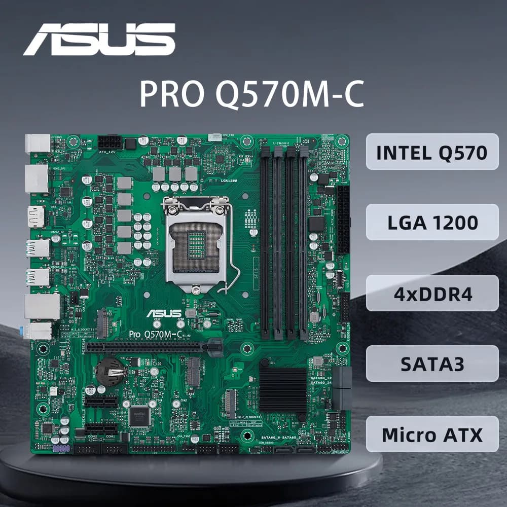 لوحة أم ASUS PRO Q570M-C تدعم 10700F و11700F و11600K و10400F و11400F و11900K وحدة المعالجة المركزية 4xDDR4 HDMI 2xM.2 PCIe 4.0 mATX LGA1200