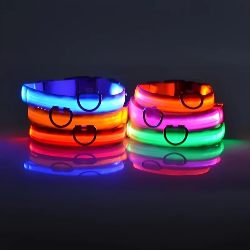 Dog Collar Nylon LED Night Safety Flashing Glow In The Dark Pet Dog Leash pet Dogs Luminous Fluorescent  dog accessories collar - 3