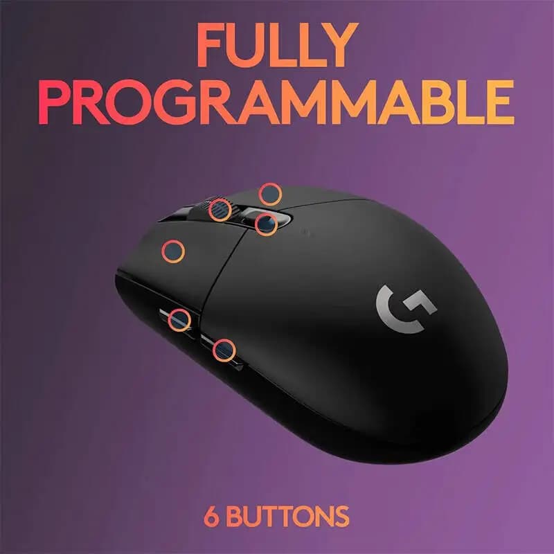 ماوس الألعاب اللاسلكي Logitech G305 LIGHTSPEED - 12000 DPI HERO، 6 أزرار مخصصة، بطارية 250 ساعة، 99 جرام، متوافق مع أجهزة الكمبيوتر والماك - 4