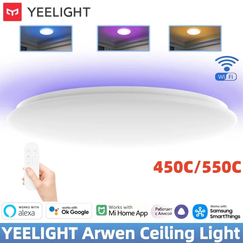 يي لايت اروين ضوء سقف 450C/550C واي فاي ألوان ار جي بي إضاءة خلفية 6500K مساعد صوتي لمي هوم جوجل اليكسا تطبيق سمارت ثينجز