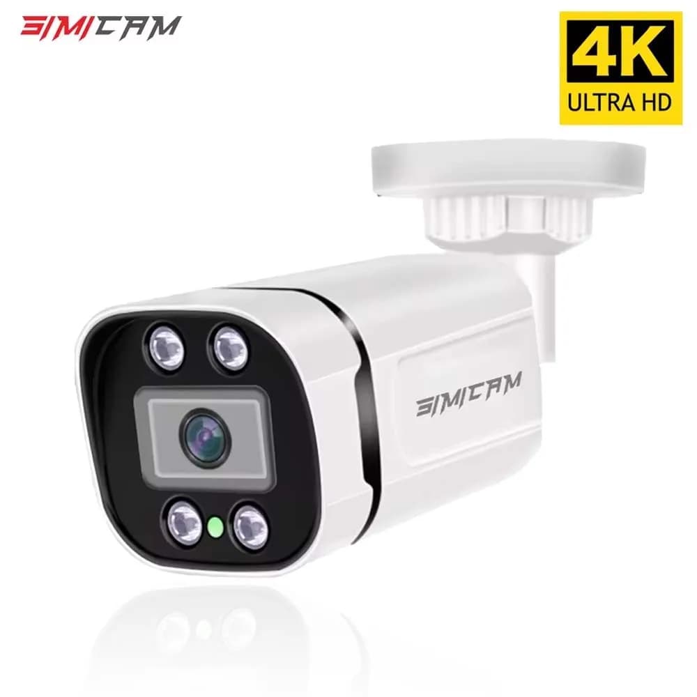 كاميرا مراقبة فيديو 4K Poe IP Onvif مع صوت 48V POE/DC 12V 4MP/5MP/8MP رؤية ليلية رصاصة مقاومة للماء كاميرا أمان لنظام NVR
