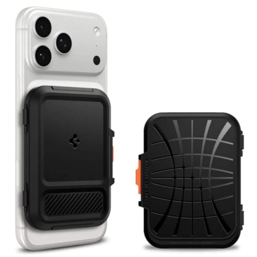 قفل انزلاق Spigen لمحفظة MagSafe حامل بطاقات مغناطيسي متين لهاتف iPhone 17 16 15 Pixel 10 Series يتسع لـ 6 بطاقات