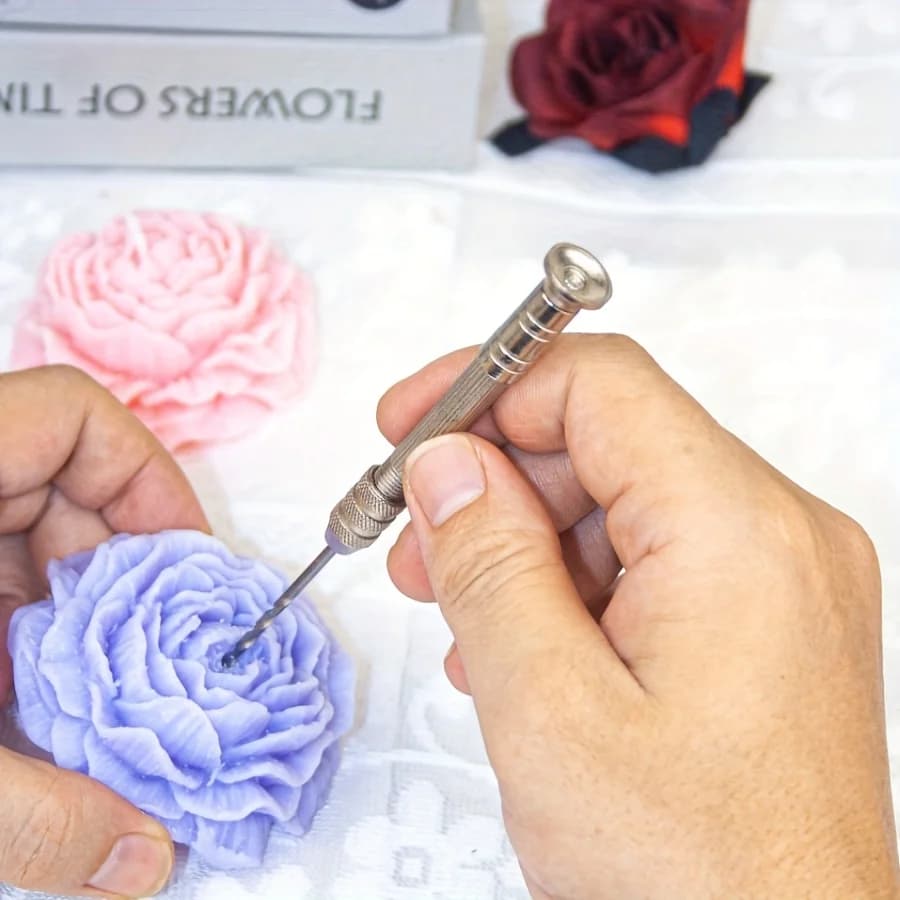 مجموعة أدوات ثقب الشموع إبرة ثقب مركز الشمعة ثقوب مثقوبة لصنع الشموع يدويًا متوافقة مع الشمع، الحرف اليدوية من الصويا