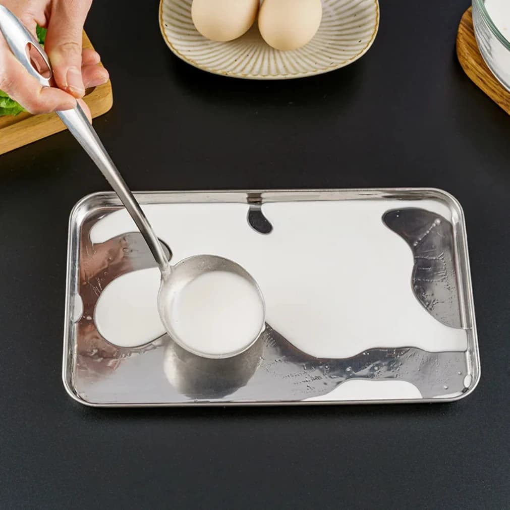 Rectangle Stainless Steel Tray Buffet Presentation Tray Metal Food Serving Plate Rice Noodle Pan Home Dishes Storage Organizer - 6